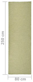 Covor de exterior, verde, 80x250 cm, tesatura plata Verde, 80 x 250 cm