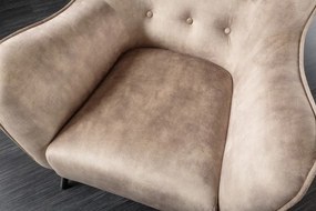 Fotoliu design elegant Amsterdam, catifea sampanie