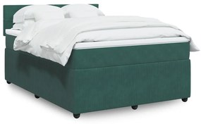 3290037 vidaXL Pat box spring cu saltea, verde închis, 140x190 cm, catifea