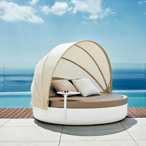 Pat de zi exterior cu spatar rabatabil si parasolar ULM