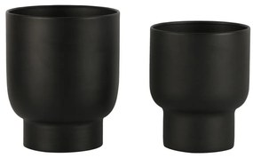 Fulda Ghivece de flori, metal, negru, 2pcs