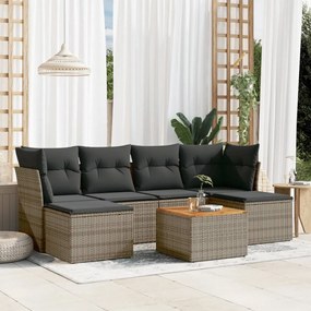 vidaXL Set canapele de grădină, 7 piese, cu perne, gri, poliratan