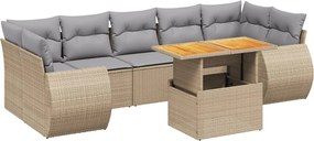 vidaXL Set canapele de grădină, 8 piese, cu perne, bej, poliratan