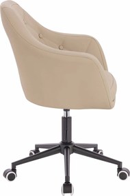 HR831K Scaun Crem Piele Ecologica Premium Soft cu Bază Neagră