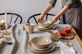 Serviciu de masă 16 buc. bej din gresie Glosia - Bonami Selection