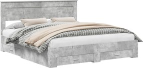 vidaXL Cadru de pat cu sertar Gri din beton 180 x 200 cm Lemn compozit