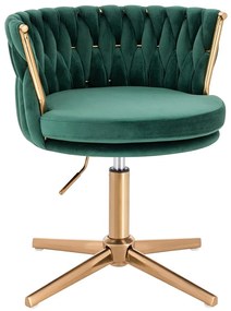 HR450CROSS Scaun Verde din Catifea cu Bază Aurie