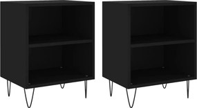 vidaXL Noptiere, 2 buc., negru, 40x30x50 cm, lemn compozit
