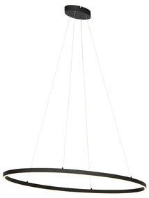 Lampă suspendată de design ovală neagră incluzând LED cu dimmer în 3 trepte - Ovallo