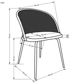 Scaun K508 ratan – velvet gri
