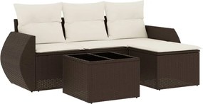 vidaXL Set canapele de grădină cu perne, 5 piese, maro, poliratan