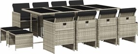 vidaXL Set mobilier de grădină cu perne 13 piese gri deschis poliratan