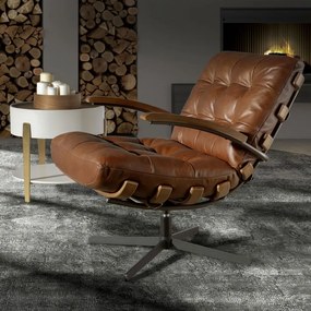 Fotoliu pivotant design LUX Dark Brown Leather