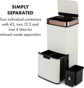 Klarstein Royal Trash Rose Gold, coș de gunoi cu senzor, 72 l, oțel inoxidabil, roz auriu