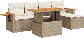 vidaXL Set canapele grădină cu perne 6 piese bej poliratan/lemn acacia