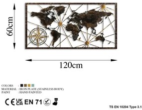 Decorațiune de perete 120x60 cm metal hartă a lumii