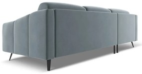 Colțar albastru deschis cu tapițerie din catifea (cu colț pe partea stângă) Nalu – Makamii