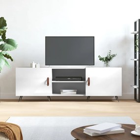 Comoda TV, alb extralucios, 150x30x50 cm, lemn compozit