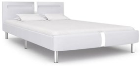 280852 vidaXL Cadru de pat cu LED, alb, 120 x 200 cm, piele ecologică