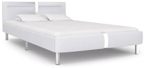 280852 vidaXL Cadru de pat cu LED, alb, 120 x 200 cm, piele ecologică