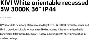 Spot LED incastrat directionabil IP44 KIVI alb 5W 3000K