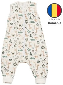 Sac dormit copii de vara din bumbac cu picioare 6-18 luni Kidizi Safari, 0.5 tog, mansete transformabile in soseta