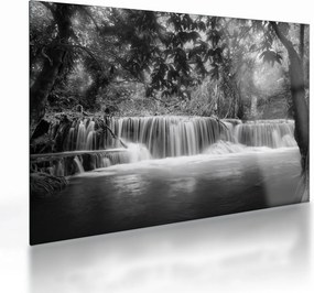 Tablou pe sticlă - Cascada alb-negru și alb (70x50 cm)
