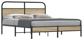 vidaXL Cadru pat fără saltea stejar fumuriu 150x200 cm lemn prelucrat