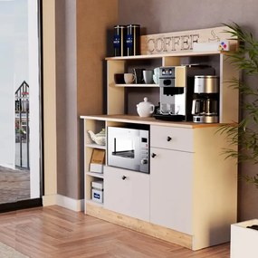 Set mobilier bucatarie Loura, alb si nuc