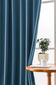 Draperie opaca Culoare albastru kerosen VELVET 135x250 cm Agățat: Inele metalice