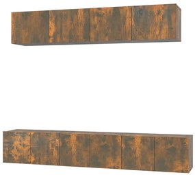 3114427 vidaXL Set dulapuri TV, 5 piese, stejar fumuriu, lemn prelucrat