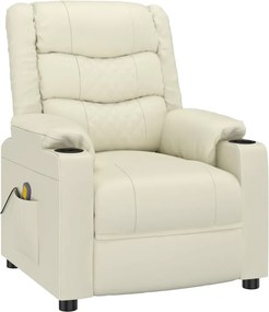 vidaXL Fotoliu de masaj, crem, piele ecologică