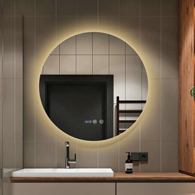 Oglindă Baie LED și Dezaburire Elit's Premium cu Senzor Touch, Lumina Rece, Caldă și Neutră, 60 cm, lumina ambientala spate