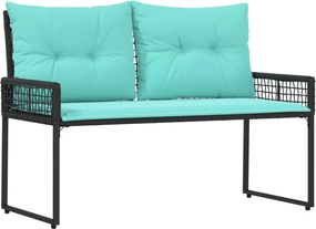 vidaXL Bancă de exterior cu pernă Negru și Turcoaz 118 x 55 x 82 cm