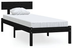 810116 vidaXL Cadru de pat single, negru, 90x190 cm, lemn masiv de pin
