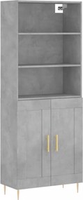 vidaXL Dulap înalt, gri beton, 69,5x34x180, lemn compozit