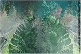 Tablou - Textura de beton cu frunze (90x60 cm)