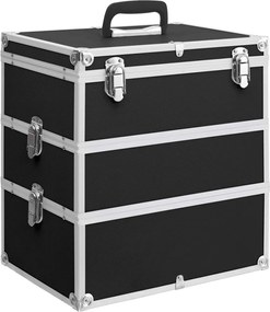 vidaXL Geantă de cosmetice, 37 x 24 x 40 cm, negru, aluminiu