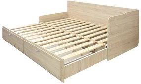 Canapea extensibilă Menetas (Stejar nisipiu + Gri închis) (cu somieră și saltea) (cu sp. depozitare). 1098585