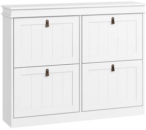 HOMCOM Zapatero Estrecho con 4 Puertas Abatibles y Estantes Ajustables para 20 Pares de Zapatos con Antivuelco 105x24x82,5 cm | Aosom Romania