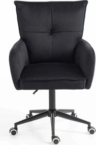 HR250K Scaun Catifea Neagră Bază Neagră