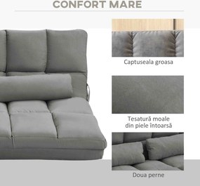 HOMCOM Divan de Podea 2 în 1 cu Spătar Reglabil în 7 Niveluri și Perne, 130x73x60 cm, Gri Carbonizat | Aosom Romania