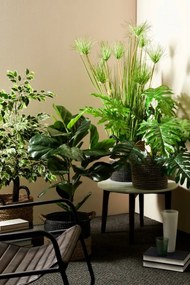 Masuta de cafea alb / maro, din marmura si lemn de mango, Ø 60 cm, Sylvester Bizzotto