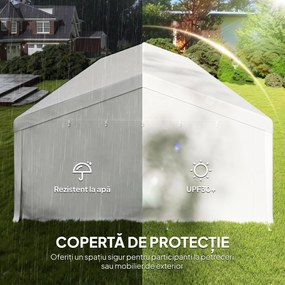 Outsunny Pavilion pentru Petreceri 10x5 m cu 10 Pereți Laterali Detașabili, Pavilion de Grădină cu 5 Secțiuni, Uși cu Fermoar și Ferestre, Pavilion pentru Nunți, Evenimente, Întâlniri, UV30+, Alb | Aosom Romania
