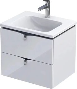 Set dulap baza suspendat alb cu 2 sertare Oristo Siena si lavoar din compozit Amelia 60 cm