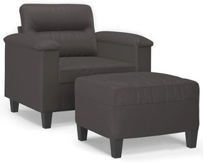 3153680 vidaXL Fotoliu canapea cu taburet, gri, 60 cm, piele ecologică