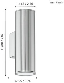 Eglo 94107 - Corp de iluminat LED exterior RIGA 2xGU10/3W/230V