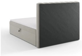 Pat boxspring gri cu spațiu de depozitare 160x200 cm Gina – Milo Casa