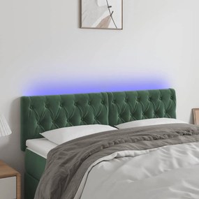 Tablie de pat cu LED, verde inchis, 160x7x78 88 cm, catifea 1, Verde inchis, 160 x 7 x 78 88 cm