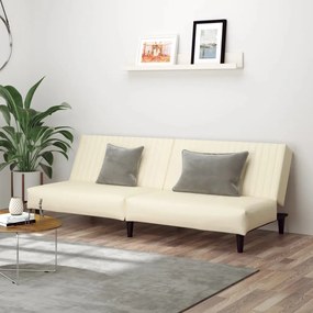 337661 vidaXL Canapea extensibilă cu 2 locuri, crem, piele ecologică